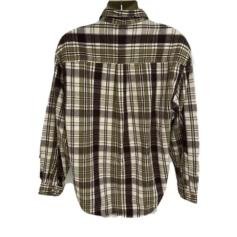 Eddie Bauer Flannel Plaid Button Front Shirt XL
